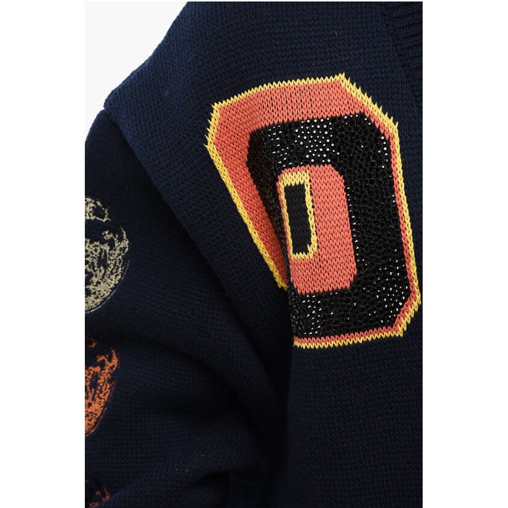 Off-White Embroidered MOON PHASE Wool Blend Cardigan - Image 5