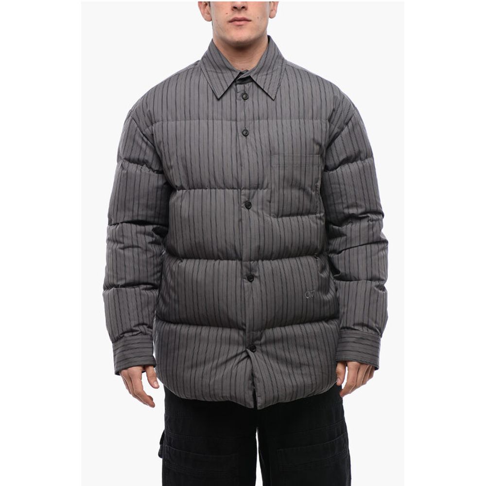 Off-White Pinstriped Cotton Padded Reversible Overshirt