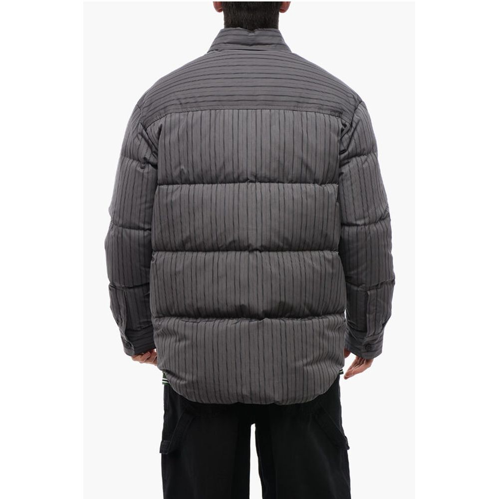 Off-White Pinstriped Cotton Padded Reversible Overshirt - Image 2