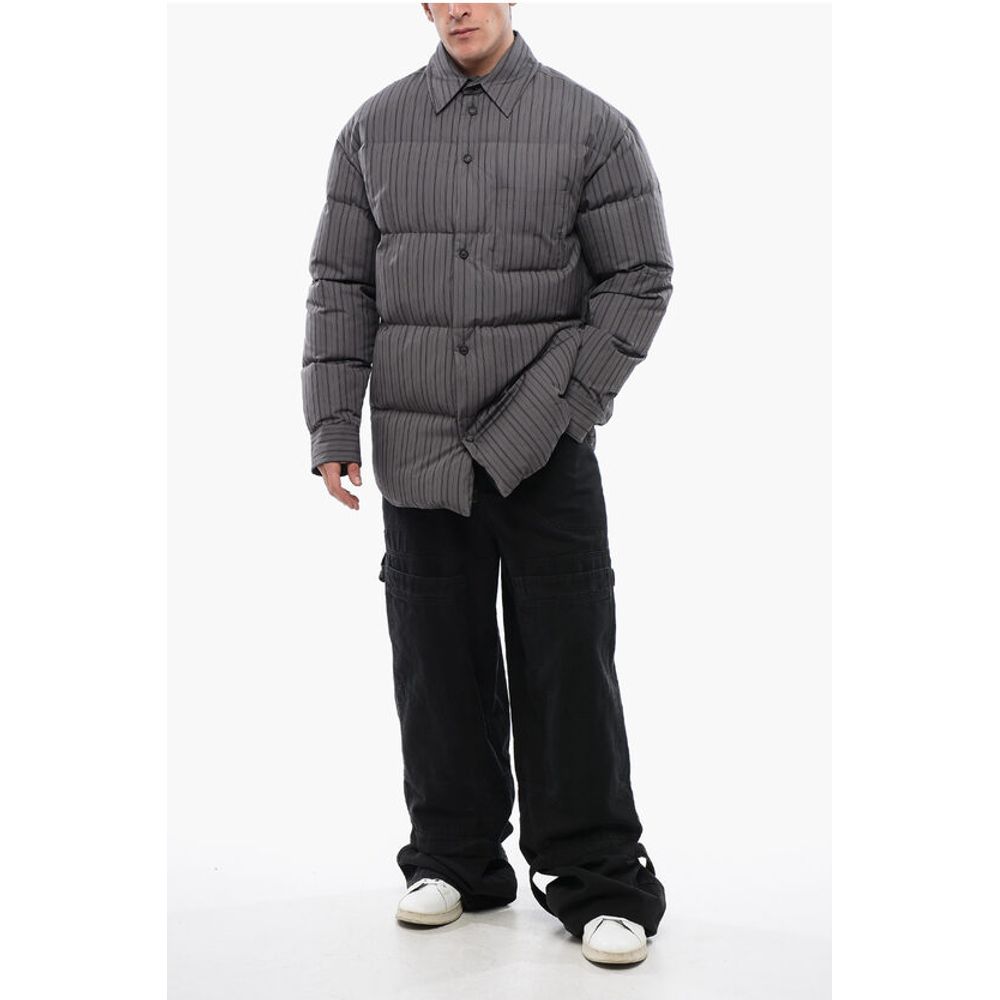 Off-White Pinstriped Cotton Padded Reversible Overshirt - Image 4