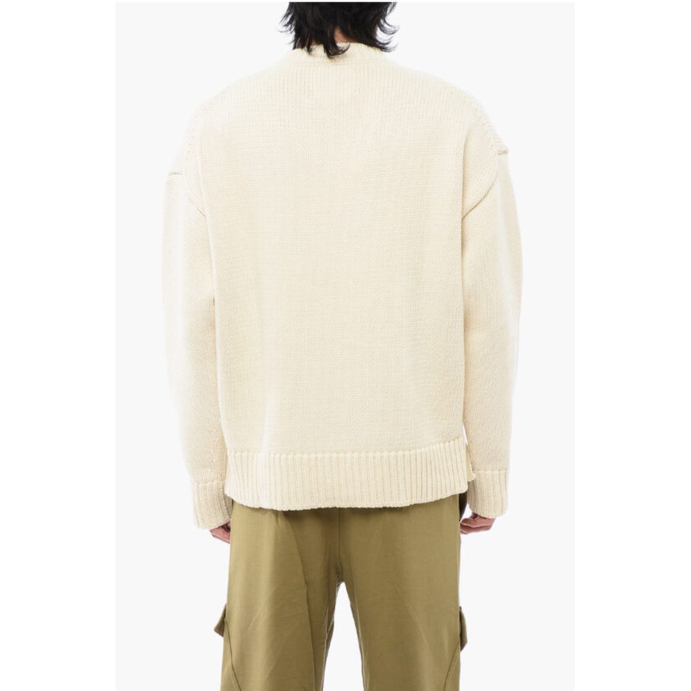 Jil Sander Crew Neck CHUNKY Cotton Blend Sweater - Image 2