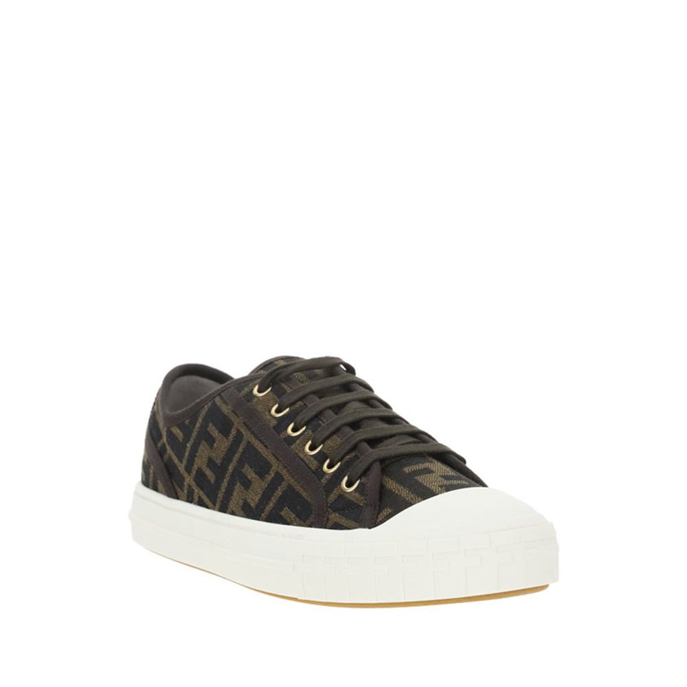 Fendi Brown Polyamide Low Top Sneakers - Image 2