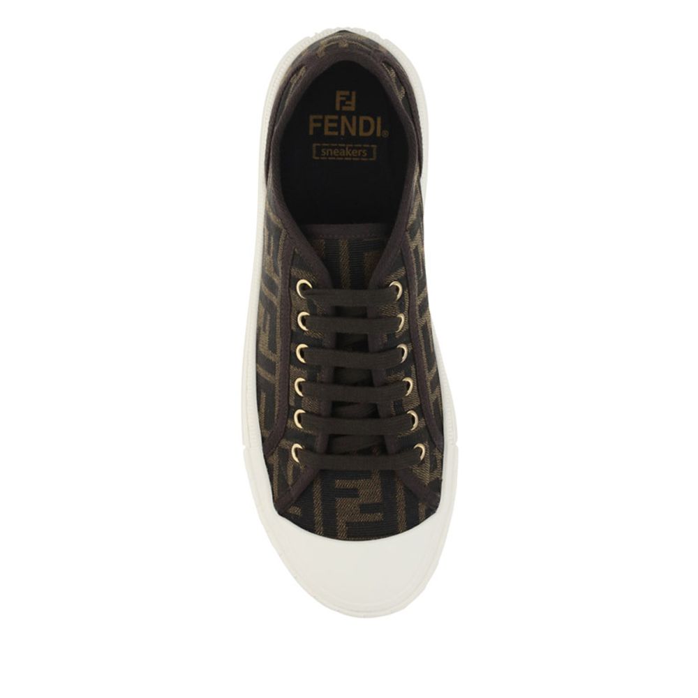 Fendi Brown Polyamide Low Top Sneakers - Image 4