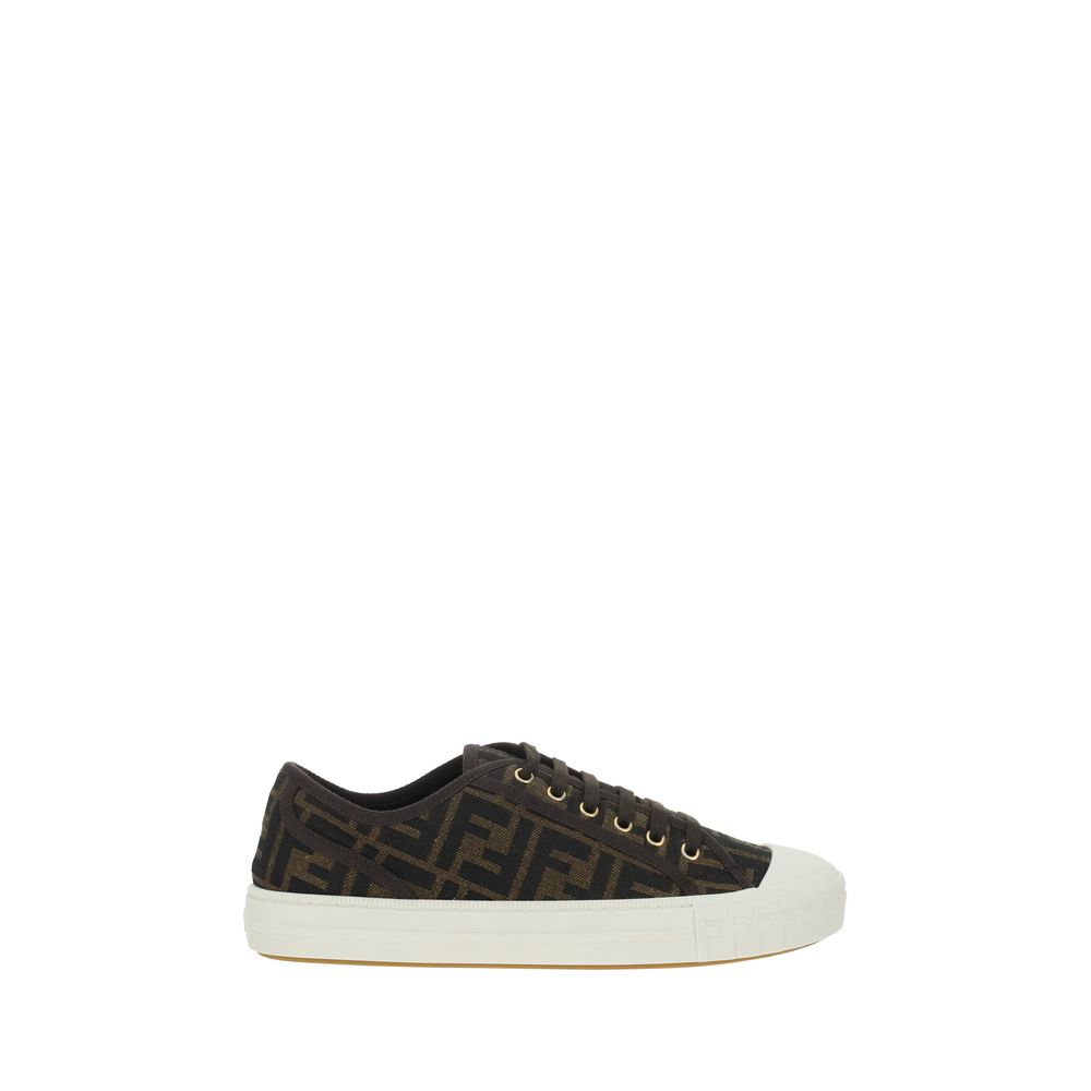 Fendi Brown Polyamide Low Top Sneakers - Image 5