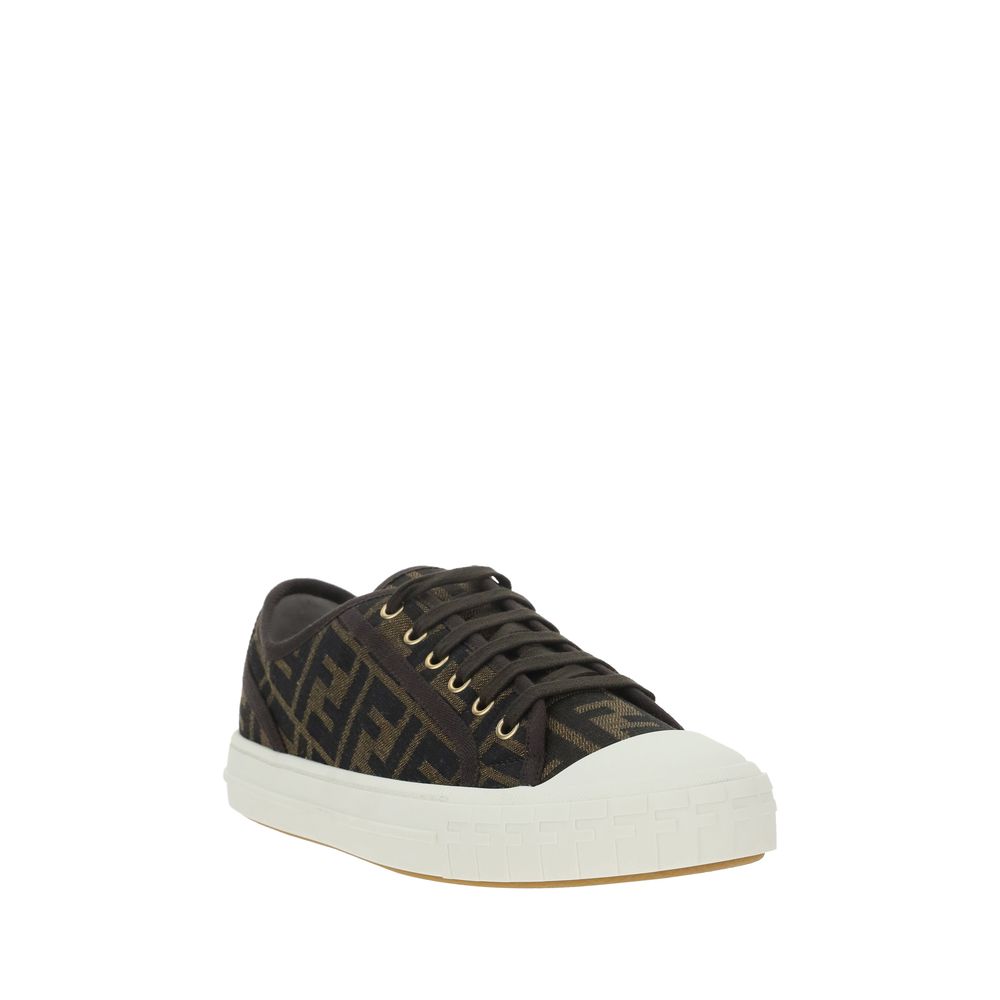 Fendi Brown Polyamide Low Top Sneakers - Image 6