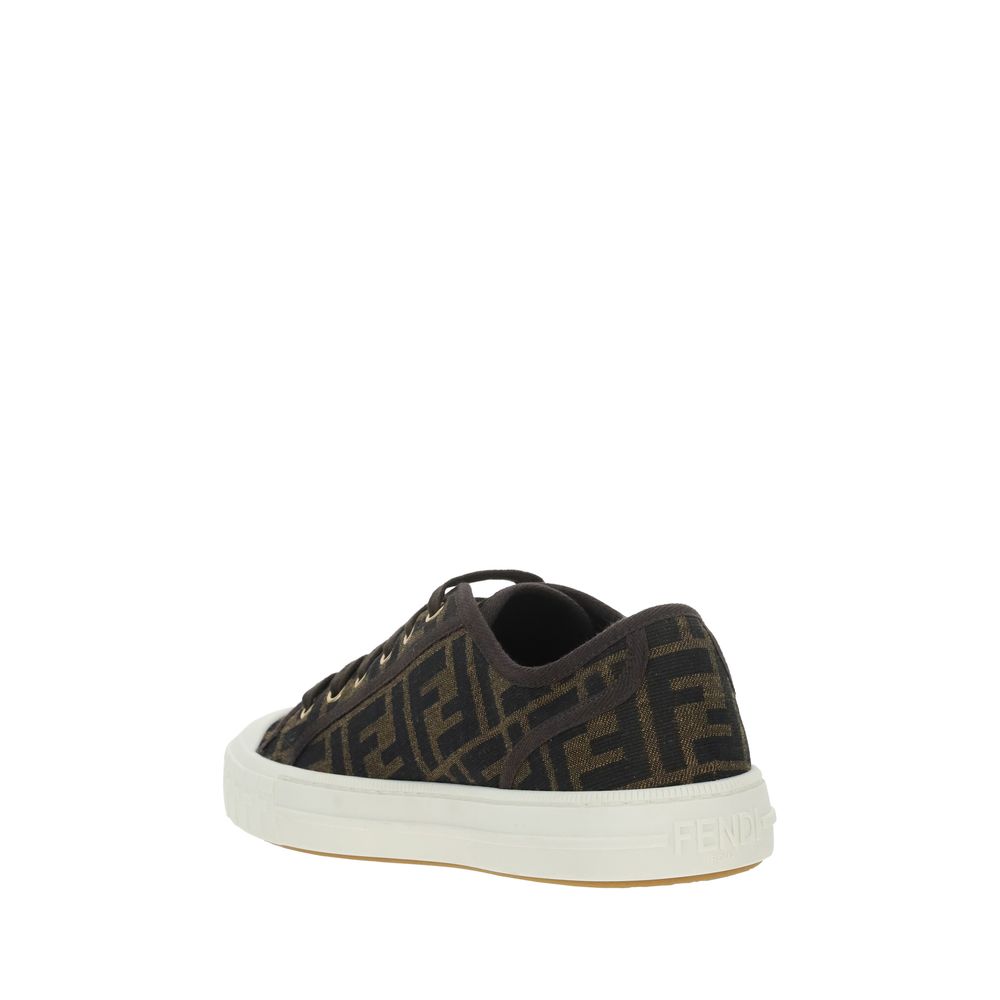Fendi Brown Polyamide Low Top Sneakers - Image 7