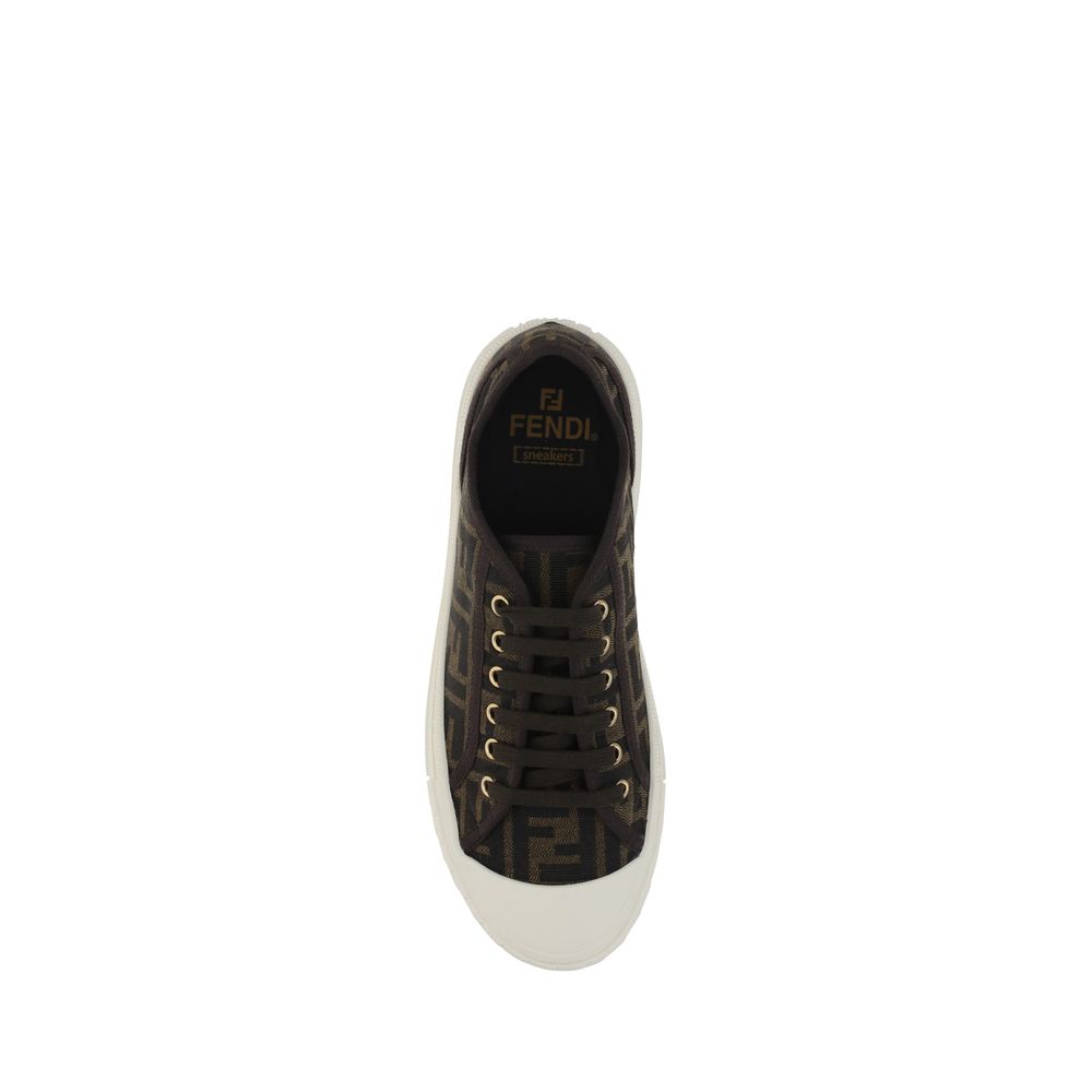 Fendi Brown Polyamide Low Top Sneakers - Image 8