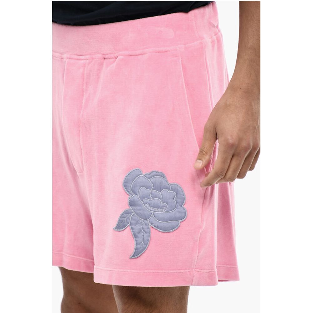 Dsquared² Chenille Shorts with Rose Embroidery - Image 3