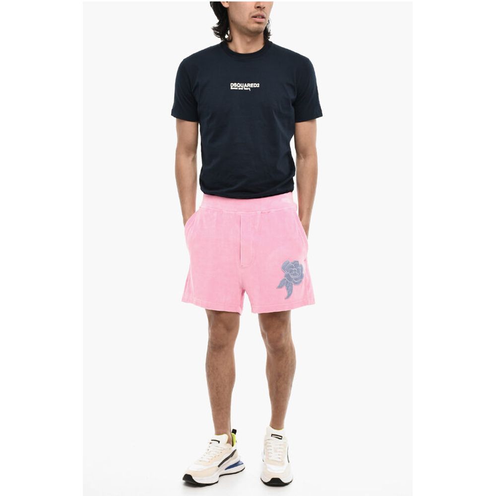 Dsquared² Chenille Shorts with Rose Embroidery - Image 4