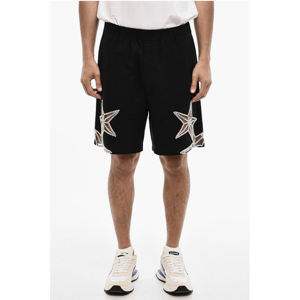 Dsquared² Solid Color cotton Shorts with Jewels