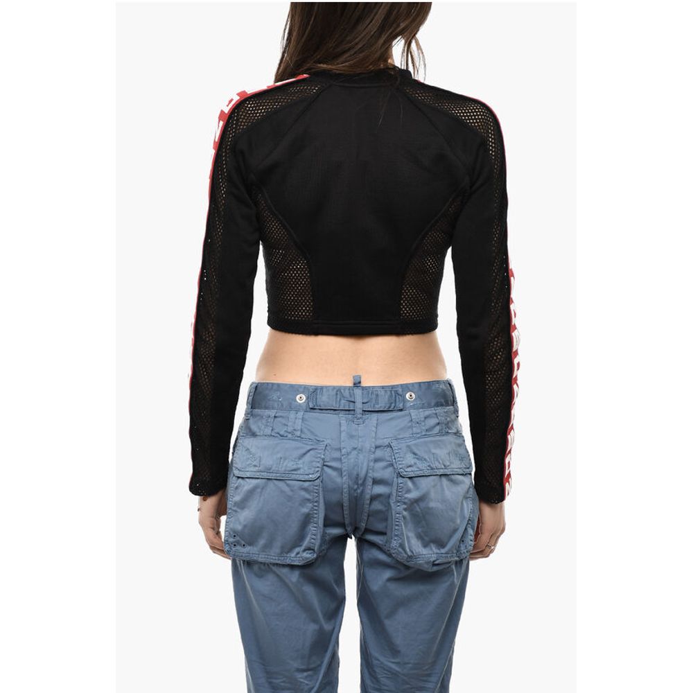 Dsquared² Cropped Zipped Sweatshirt With Mesh Details And Logoed Bands - Image 2