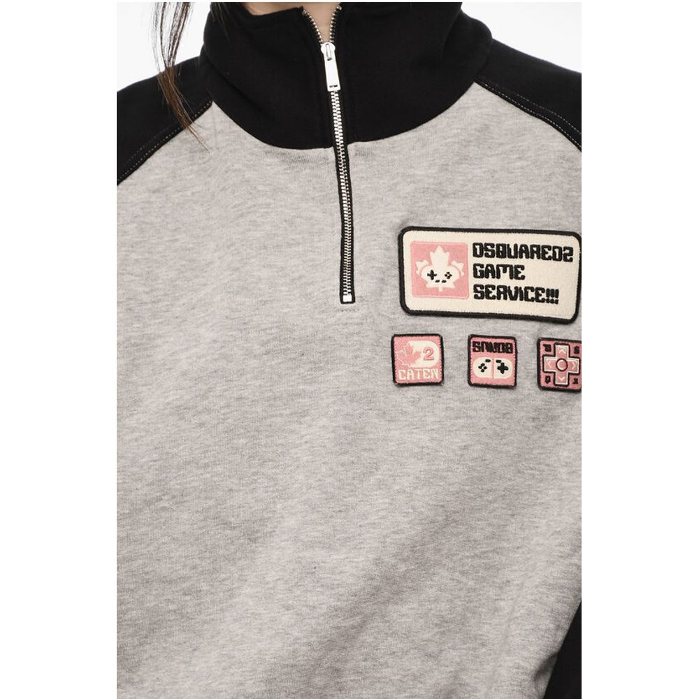 Dsquared² Half Zip Cotton Sweatshirt with Patches - Image 3