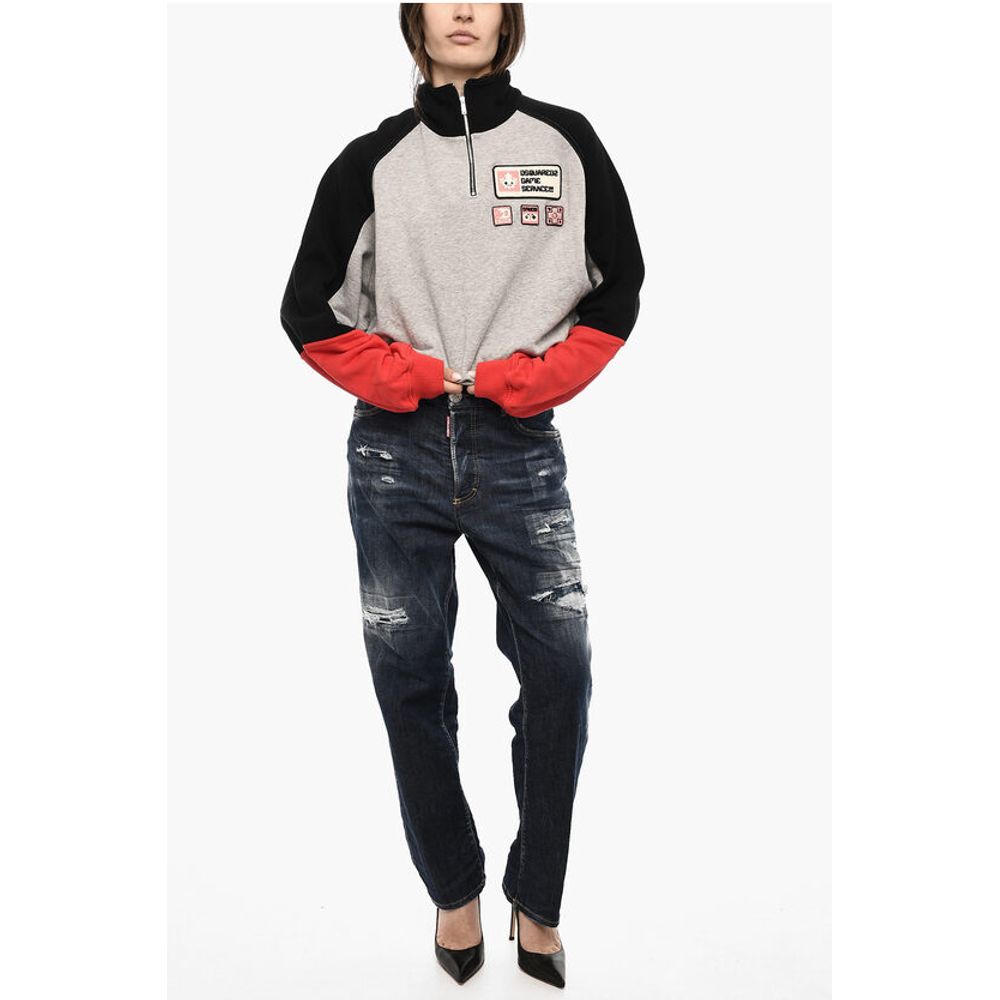 Dsquared² Half Zip Cotton Sweatshirt with Patches - Image 4