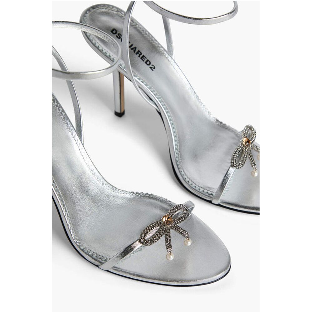 Dsquared² Metallic Effect Leather Sandals With Strap Heel 12 cm - Image 3