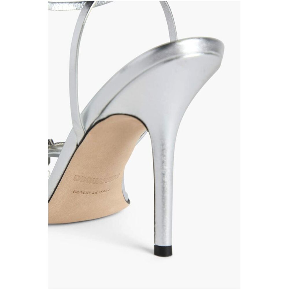 Dsquared² Metallic Effect Leather Sandals With Strap Heel 12 cm - Image 4