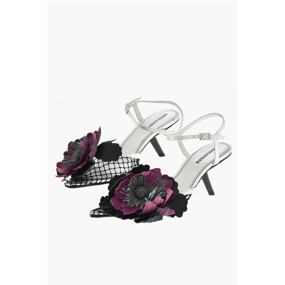 Dsquared² Leather GOTHIC FLOWER Sandals With Mesh