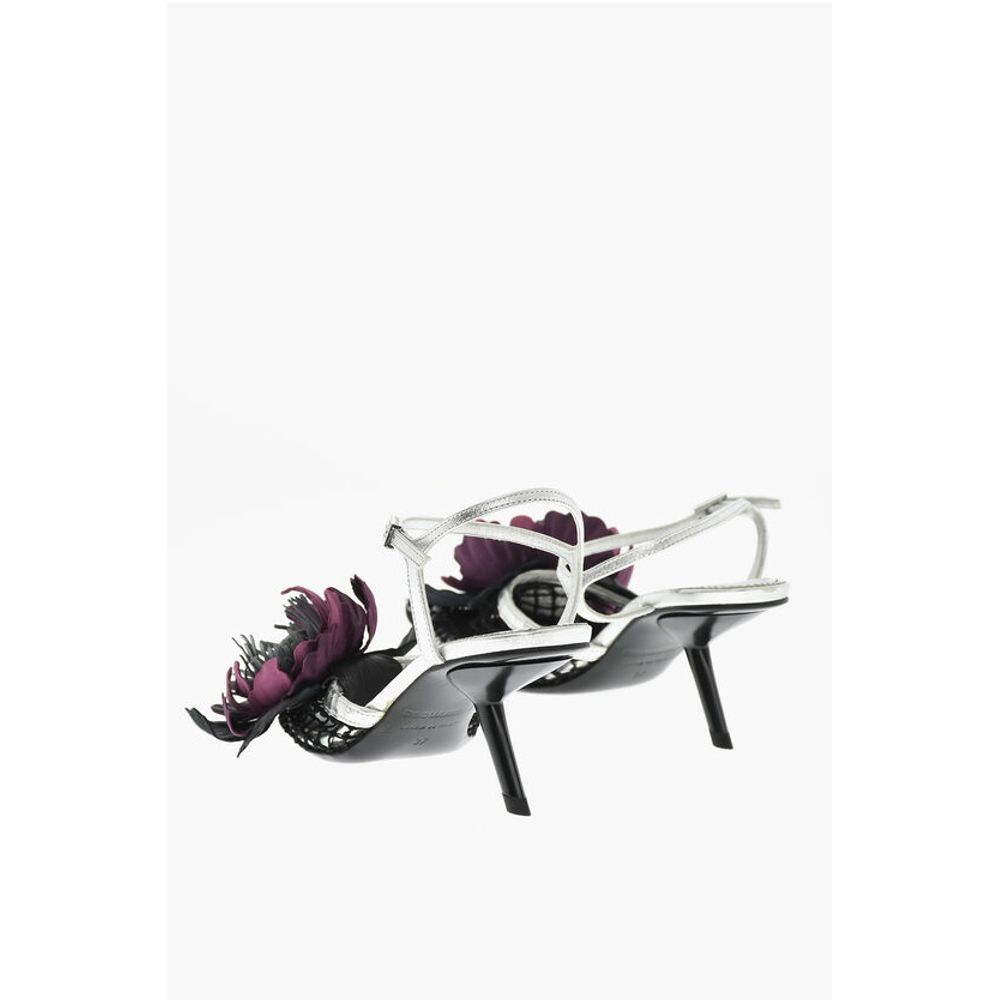 Dsquared² Leather GOTHIC FLOWER Sandals With Mesh - Image 2
