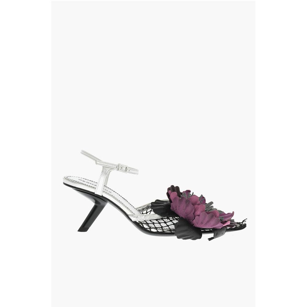 Dsquared² Leather GOTHIC FLOWER Sandals With Mesh - Image 3