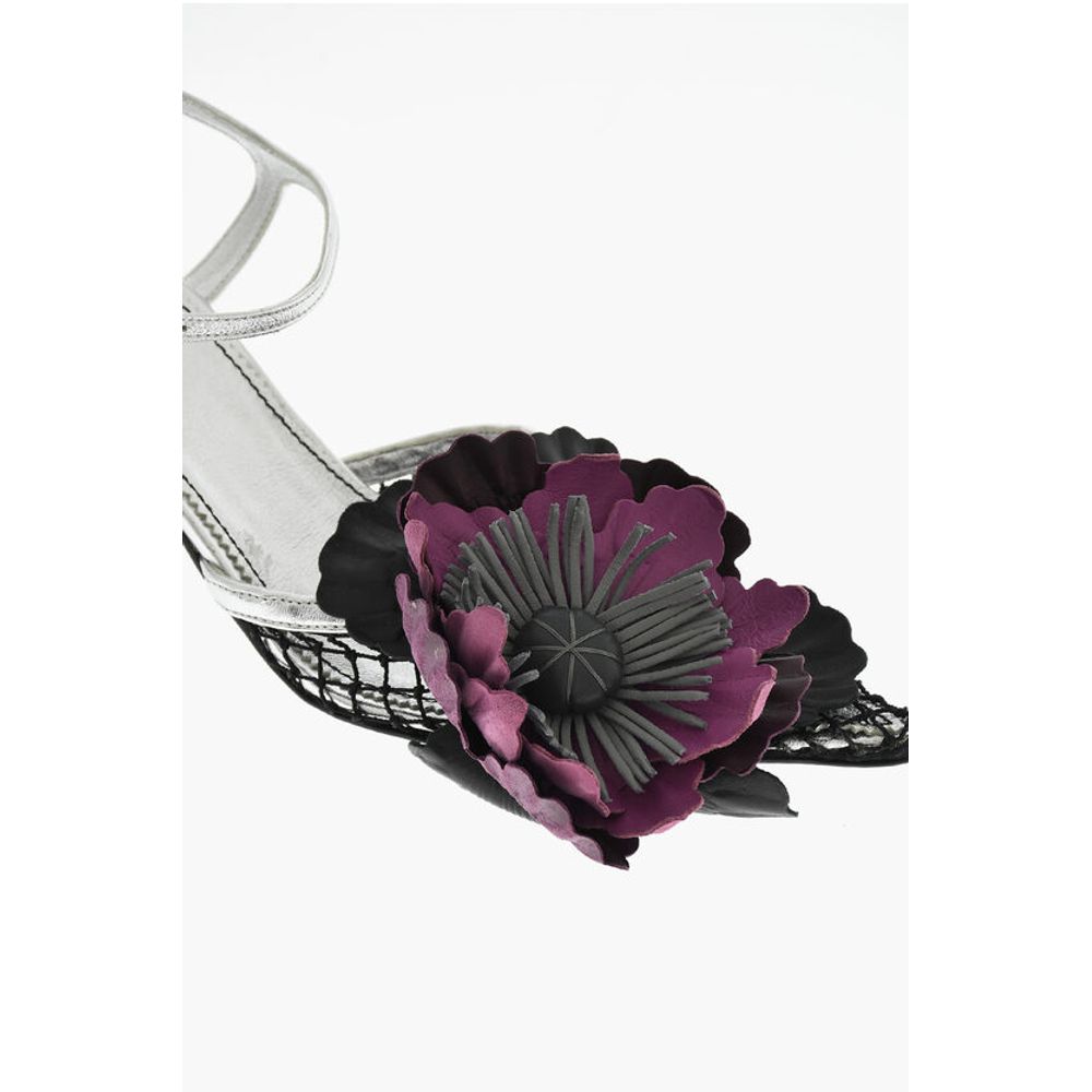 Dsquared² Leather GOTHIC FLOWER Sandals With Mesh - Image 4