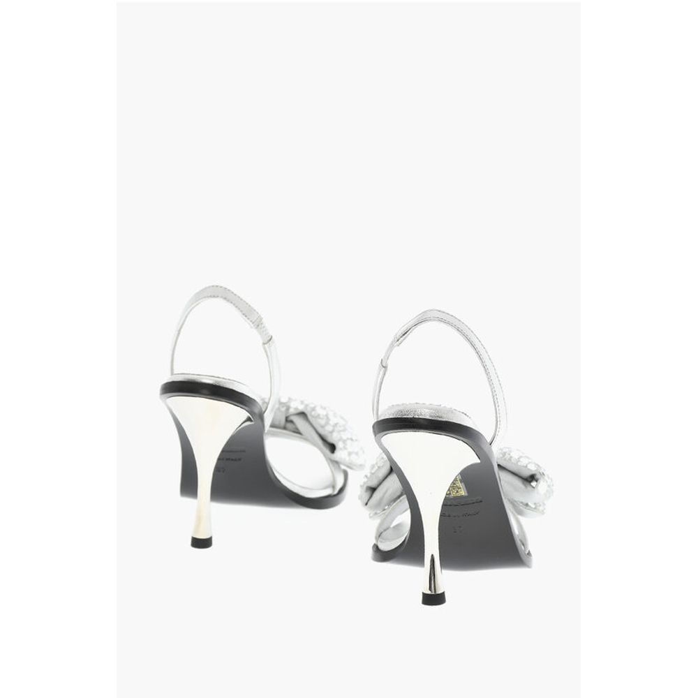 Dsquared² Leather HOLIDAY PARTY Sandals With Maxi Rhinestoned Statemen - Image 2