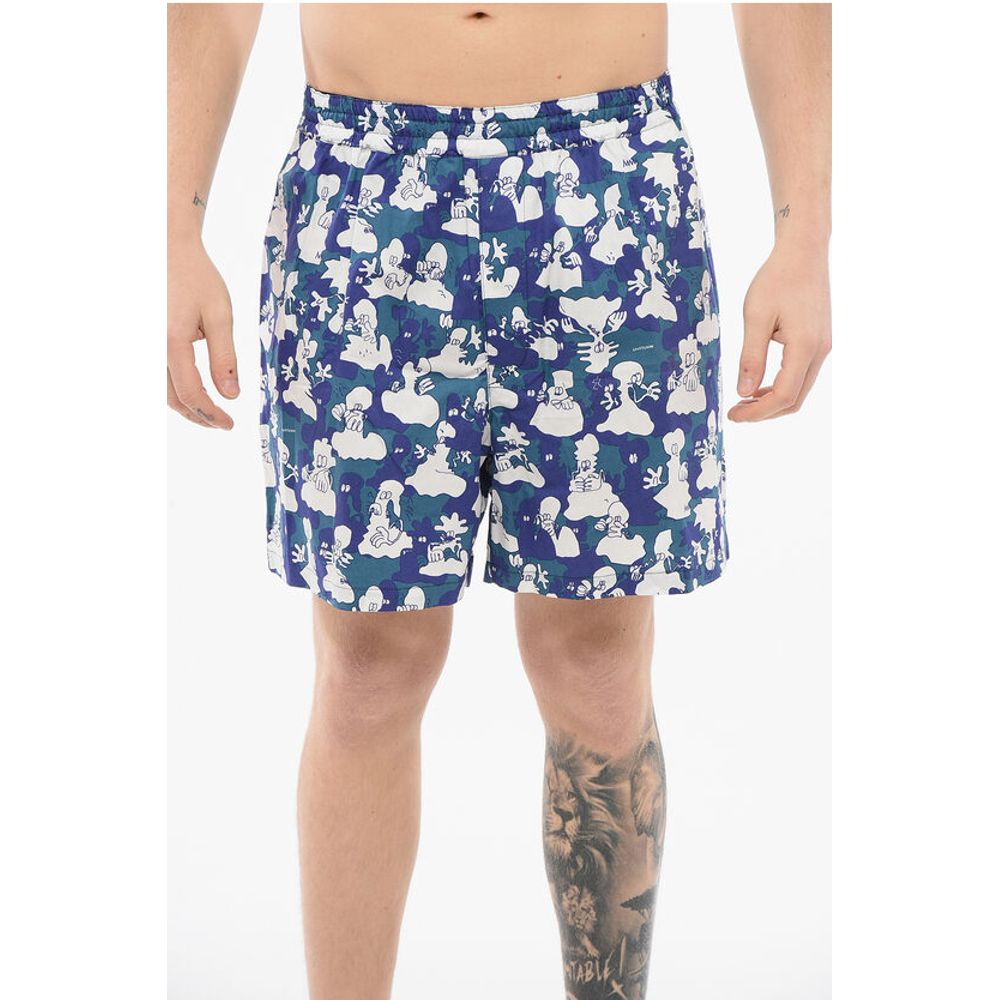 Junya Watanabe by Comme de Garcons EYE MAN All-Over Printed Cotton Shorts with Drawstring Waist