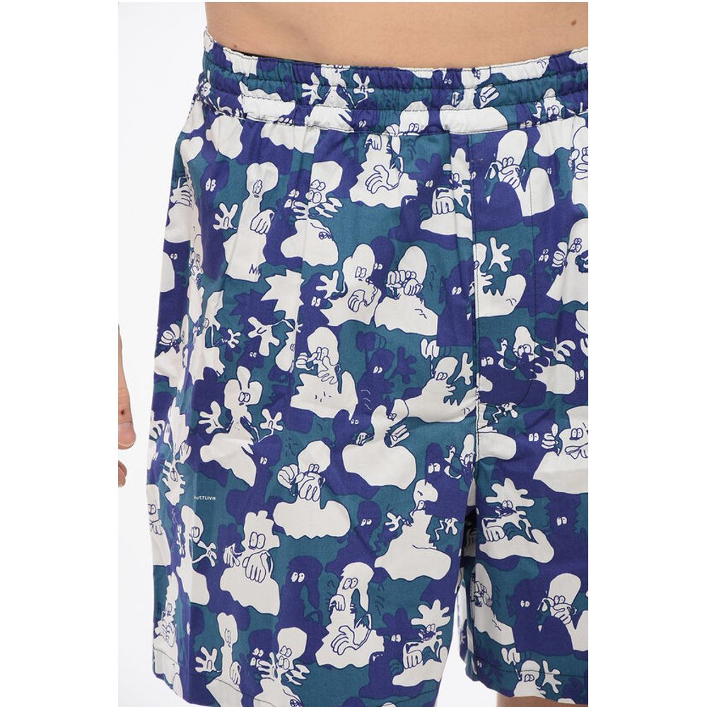 Junya Watanabe by Comme de Garcons EYE MAN All-Over Printed Cotton Shorts with Drawstring Waist - Image 3