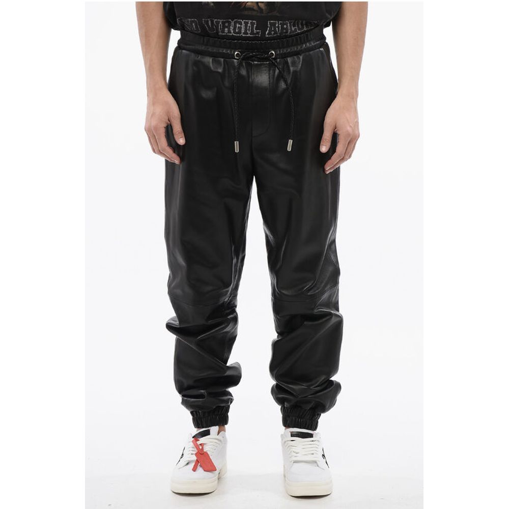 Off-White Leather Joggers With Drawstrings