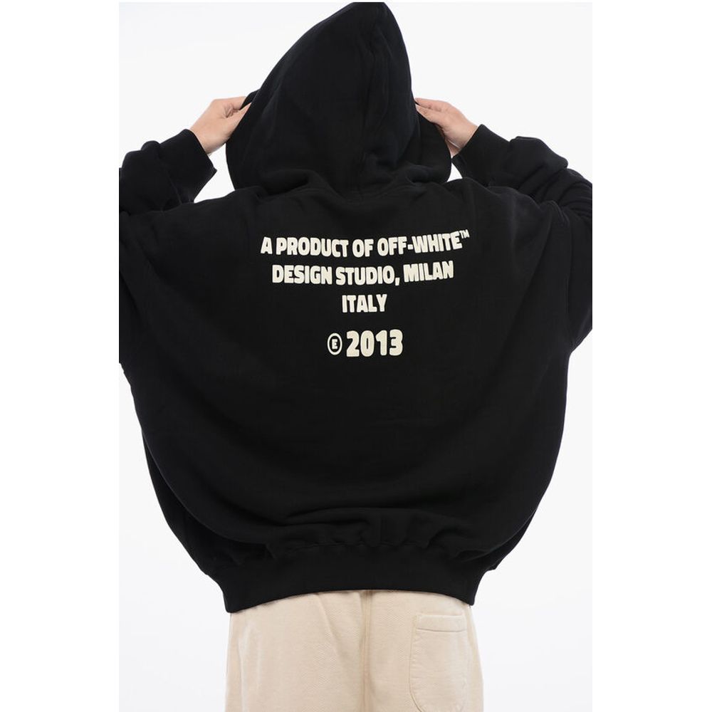 Off-White Oversize-Fit Hoodie With Rhinestoned Logo - Image 2