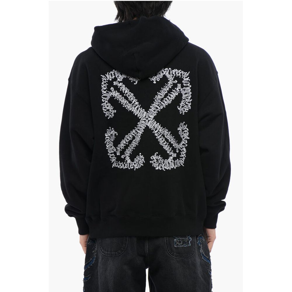 Off-White Brushed Cotton Skate Fit TATTOO ARROW Hoodie - Image 2