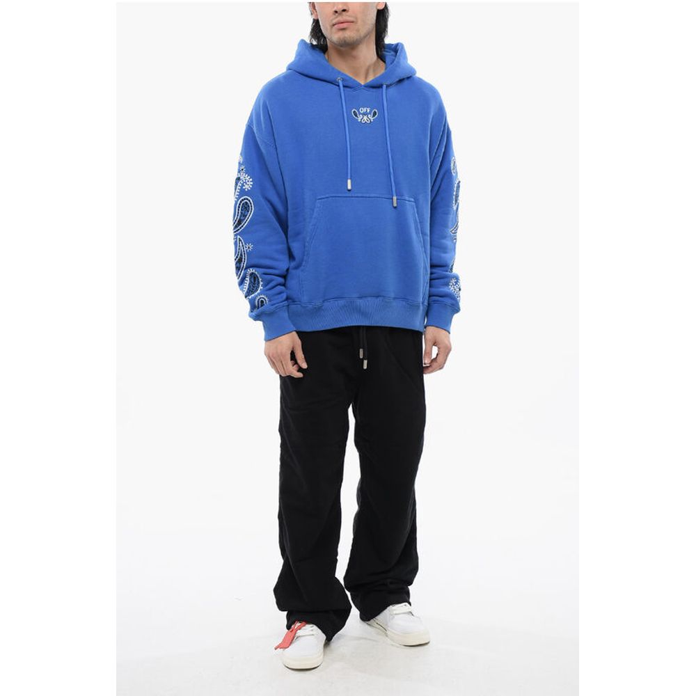 Off-White Embroidered Brushed Cotton BANDANA ARROW Hoodie - Image 4