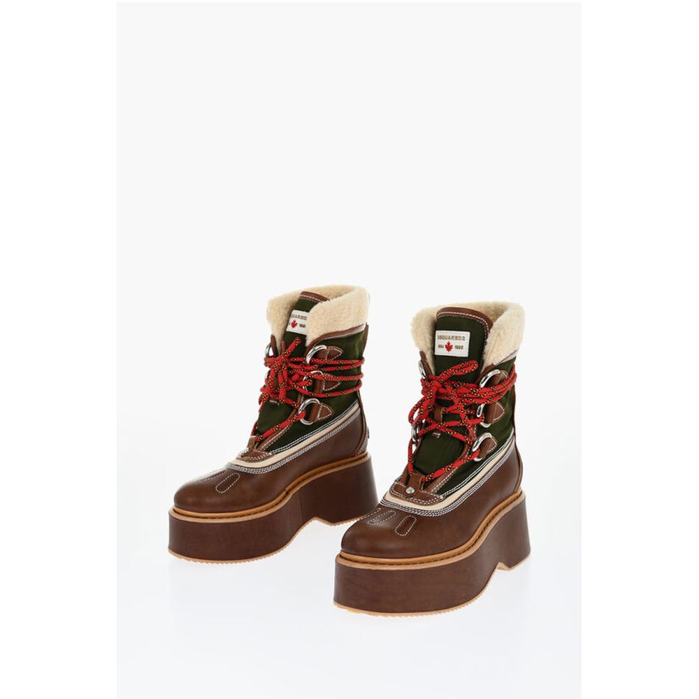 Dsquared² Wood Effect Sole CANADA HIKING Platform Booties