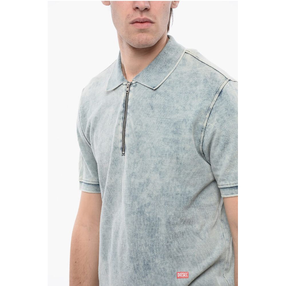 Diesel RED TAG Acid Wash Effect T-SMITH-ZIP Polo Shirt with Half Zi - Image 3