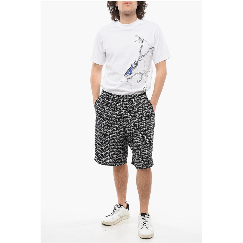 Burberry Chain Printed Silk Shorts with Elastic Waistband - Image 4
