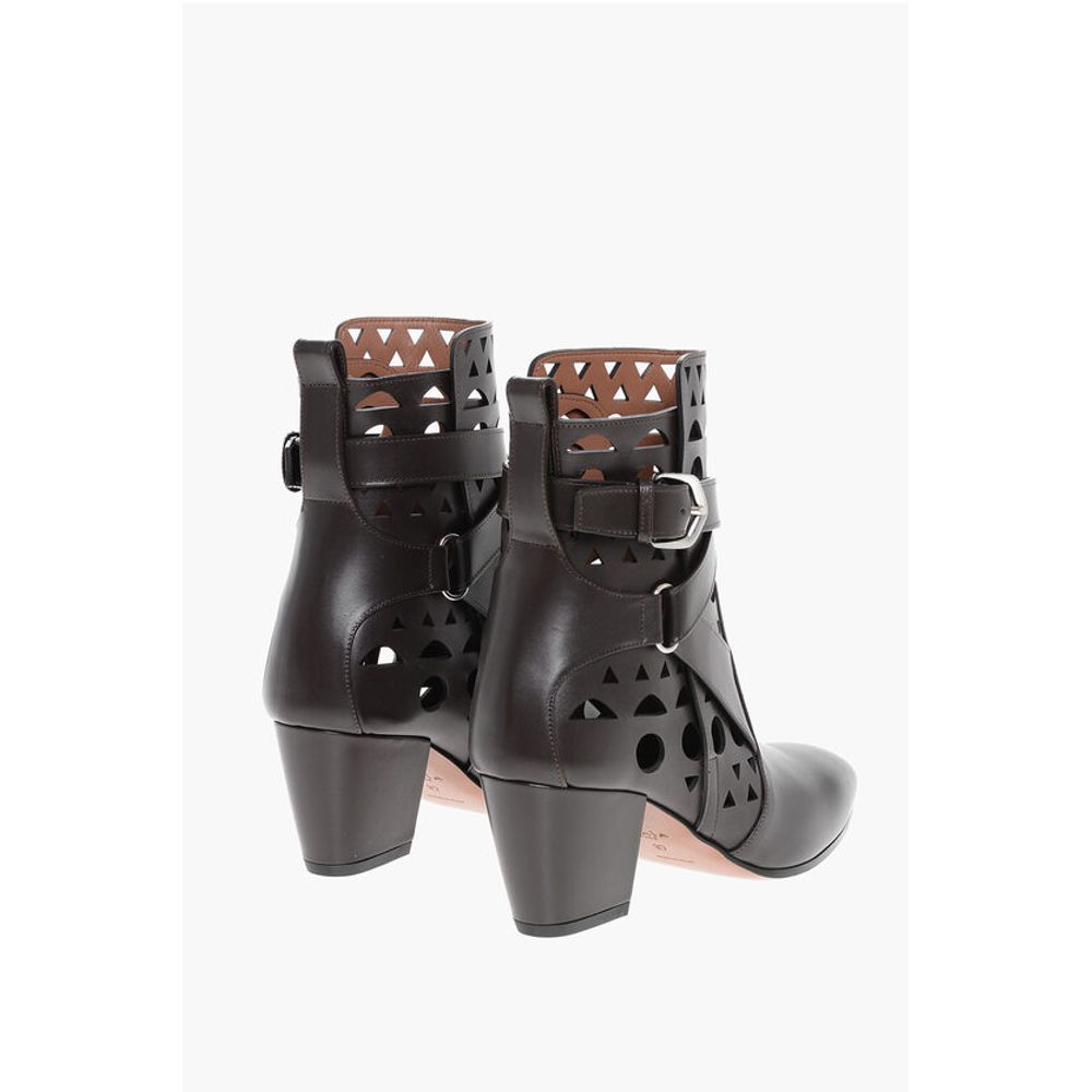 Alaïa Perforated Leather VIENNE Booties with Ankle Strap 6cm - Image 2