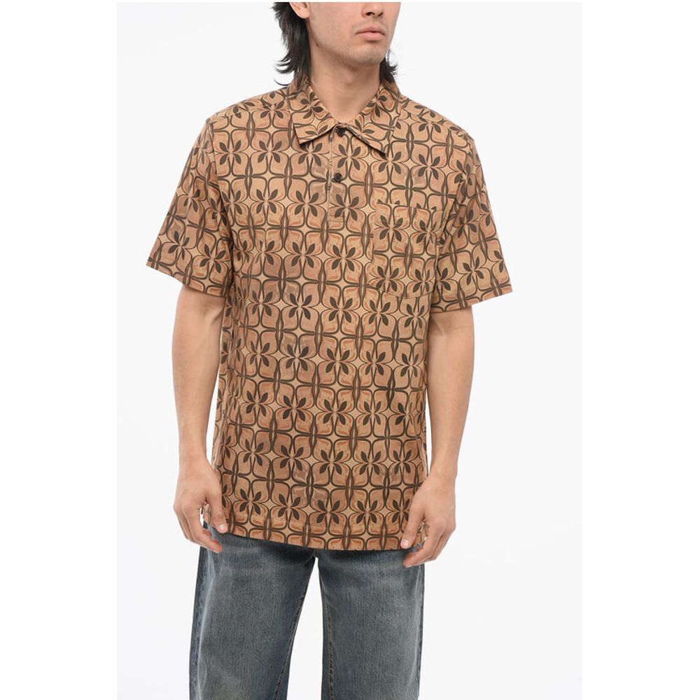 Dries Van Noten Geometric Patterned HELDER Cotton Polo with Breast-pocket