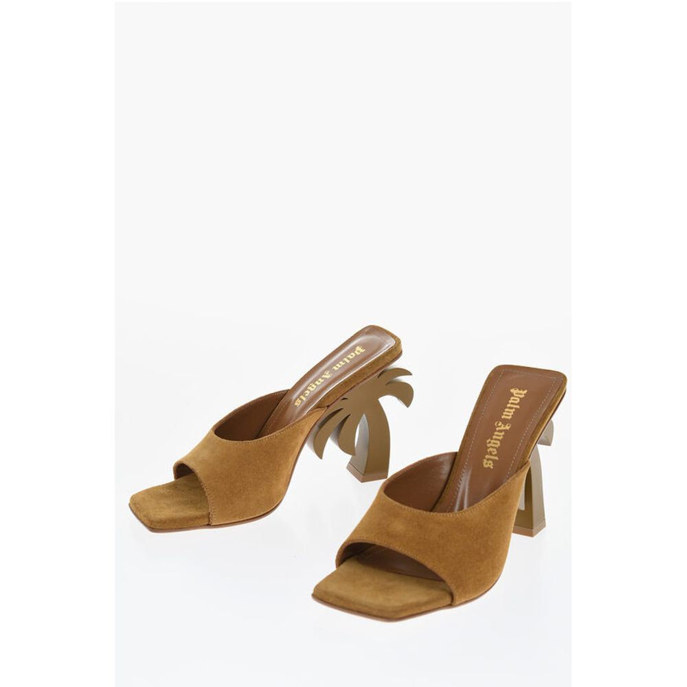 Palm Angels Suede Mules with Palm Tree Heel 8.5cm