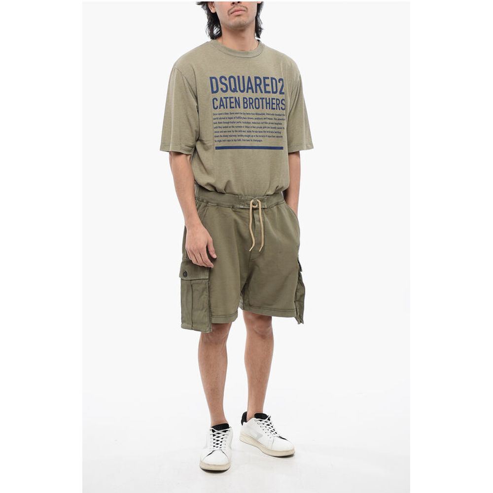 Dsquared² Brushed Cotton Cargo Shorts with Rope Drawstring - Image 4