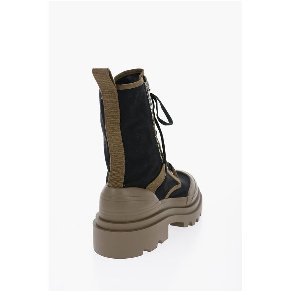 Bottega Veneta Canvas Lace-Up Boots with Contrasting Detail - Image 2