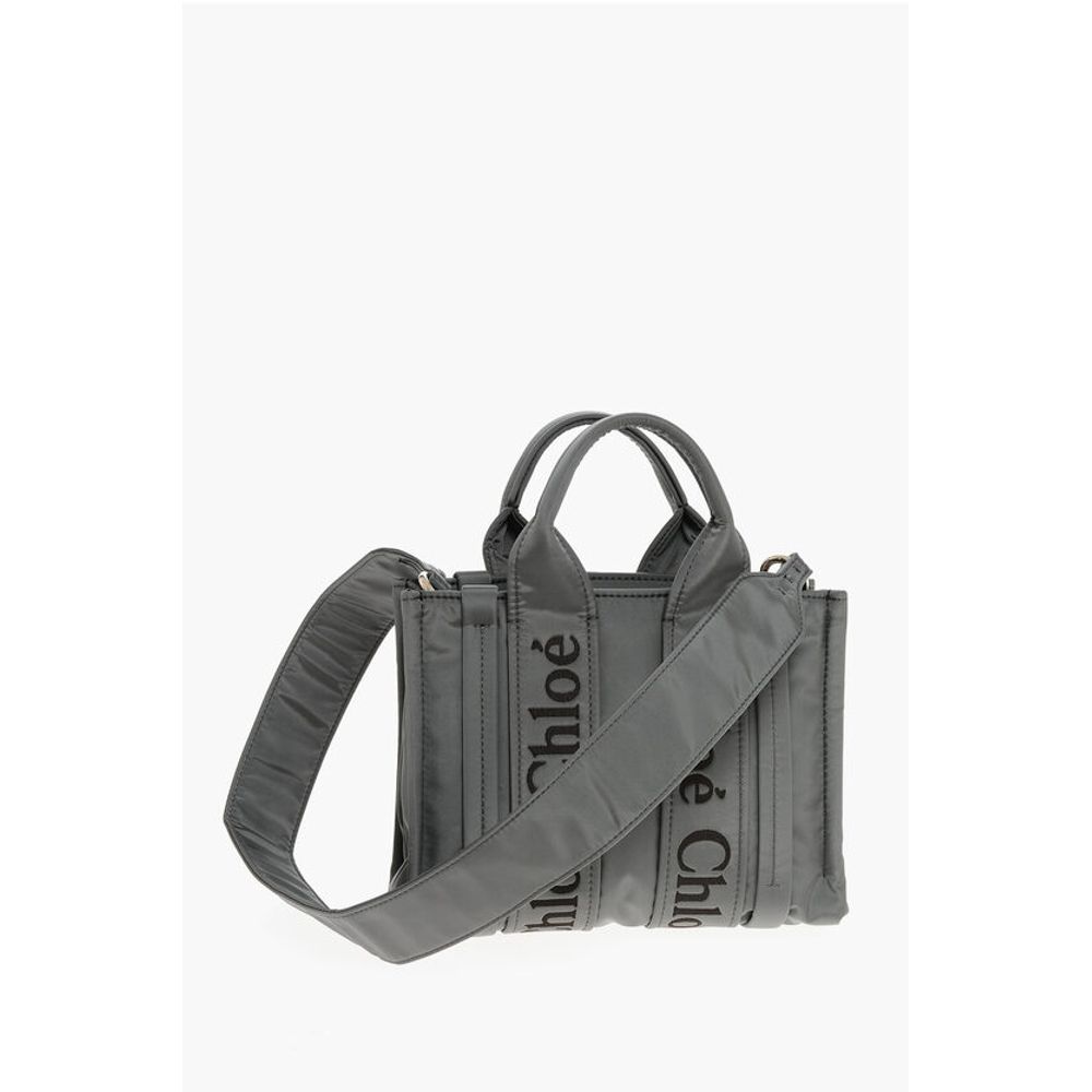 Chloé Nylon WOODY Tote Bag with Embroidered Logo - Image 3