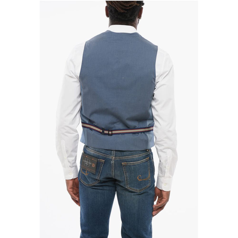 Corneliani C COLLECTION 5 Buttons Linen Blend Vest With Jetted Pockets - Image 2