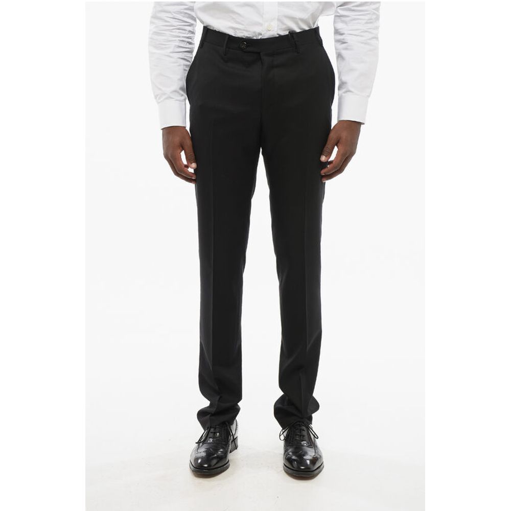 Corneliani Virgin Wool ACADEMY Pants with Hidden Closure