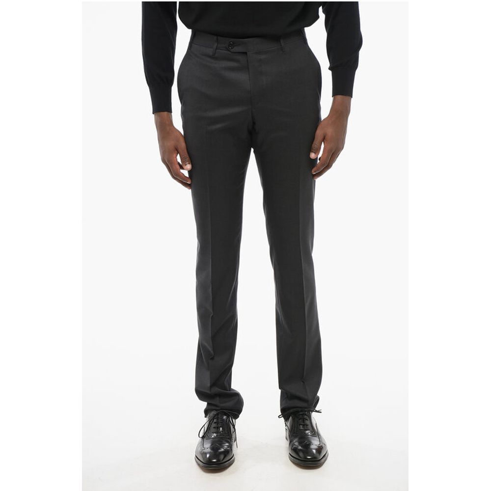 Corneliani Virgin Wool ACADEMY Pants with Hidden Closure