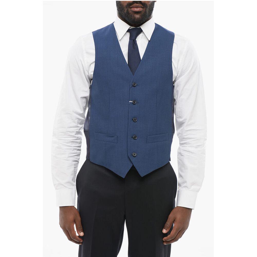 Corneliani Virgin Wool Vest with Half-Belt