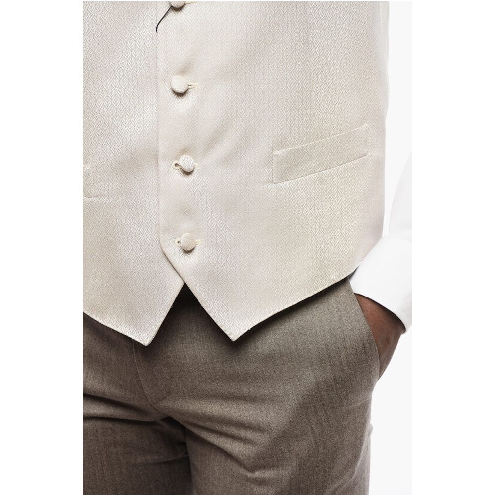 Corneliani CODE 4 Buttons Silk Blend Vest With Jetted Pockets - Image 3