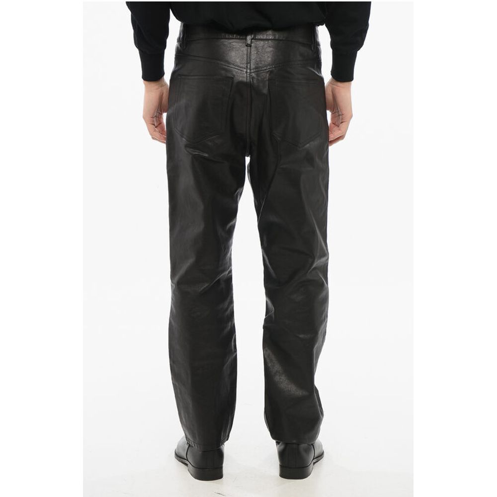 Gucci 5-Pocketed Leather Pants with Belt Loops - Image 2