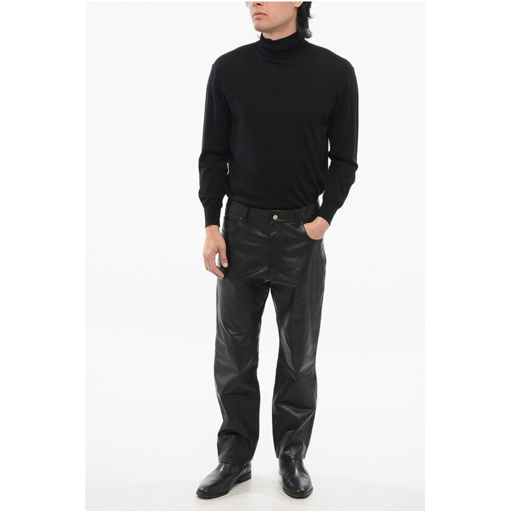 Gucci 5-Pocketed Leather Pants with Belt Loops - Image 4