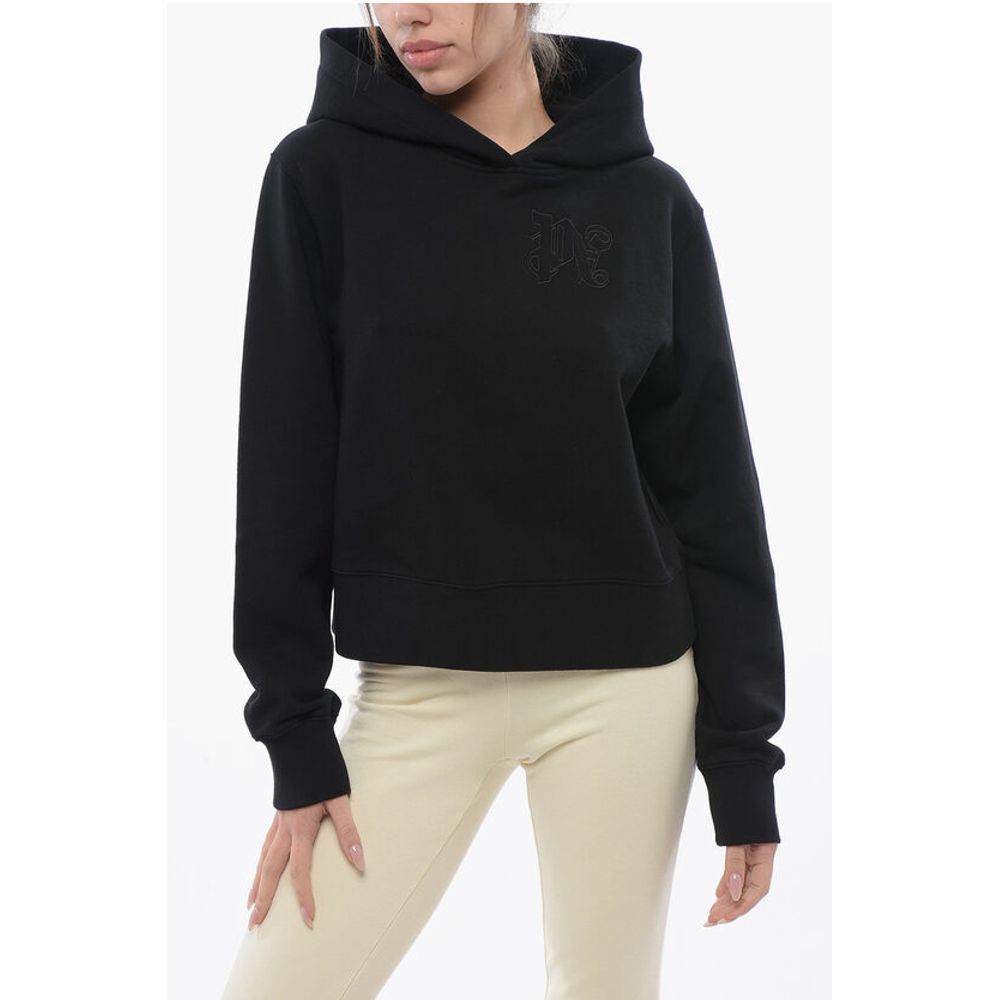 Palm Angels Brushed Cotton Hoodie With Embroidered Hoodie