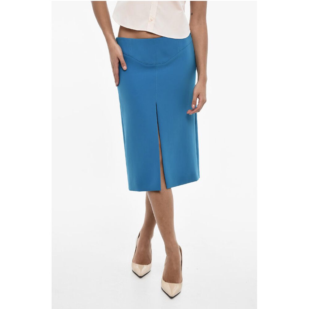 Dsquared² Regular Waist Solid Color Longuette with Frontal Split