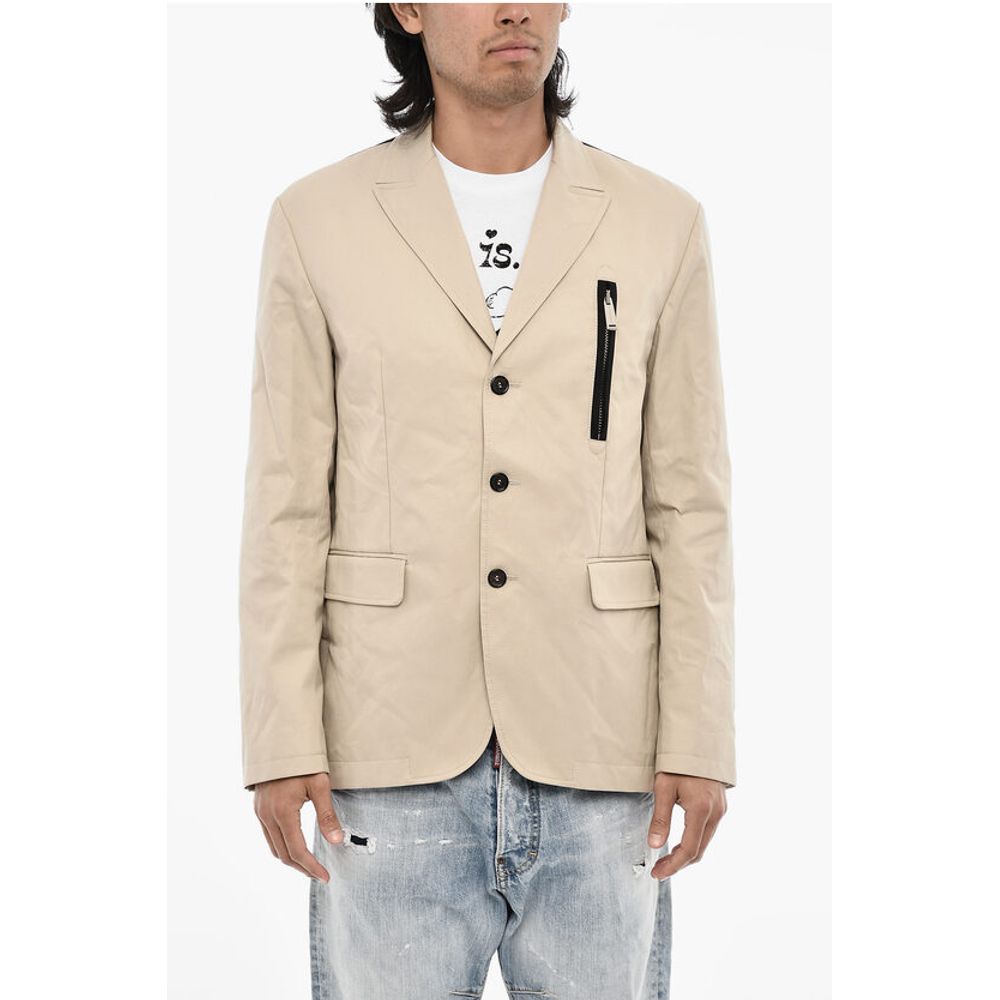 Dsquared² Wool Blend 3 Buttons Blazer with Zip and Flap Pockets