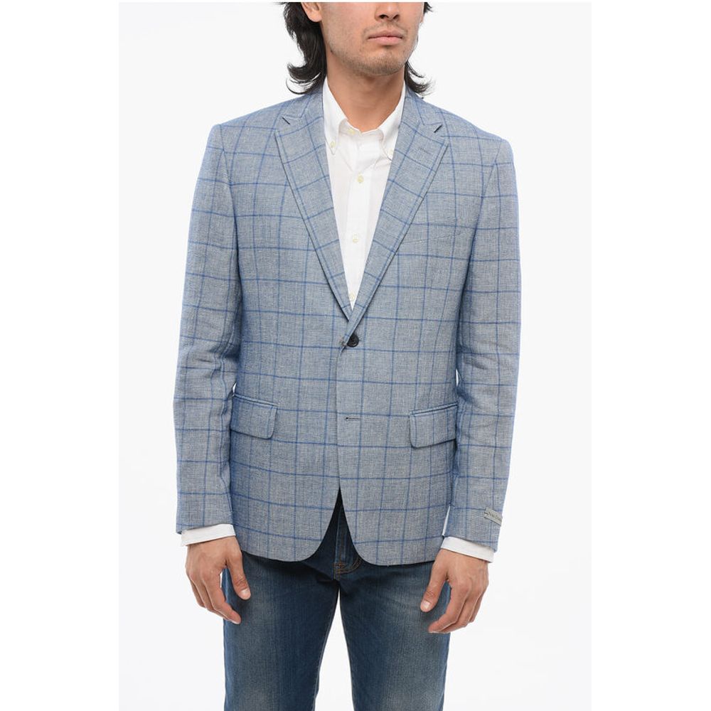 Nino Danieli Single-breasted Checkered Linen Blend Blazer